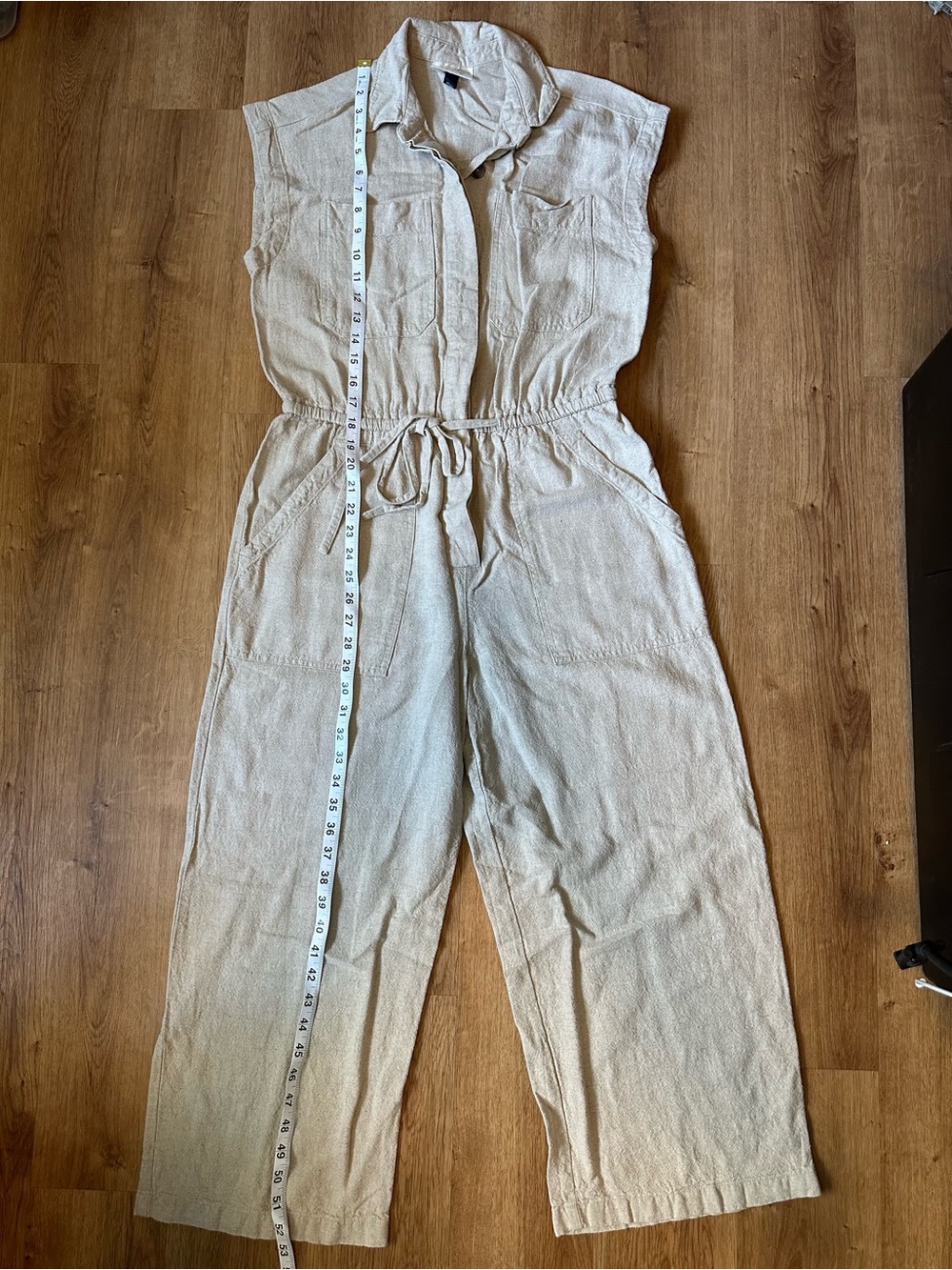 Universal Thread Sleeveless Cream Drawstring Utility Jumpsuit